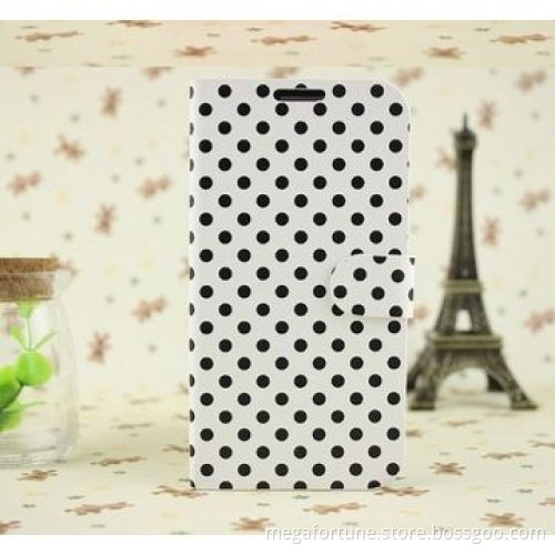 Polka-dot PU Leather Flip Mobile Phone Cases for Samsung Galaxy S4/9500, OEM Orders are Accepted